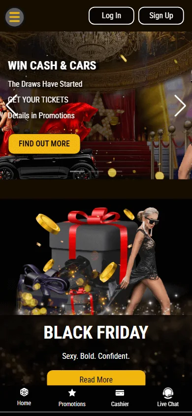 Grand Rush Casino mobile promotions area